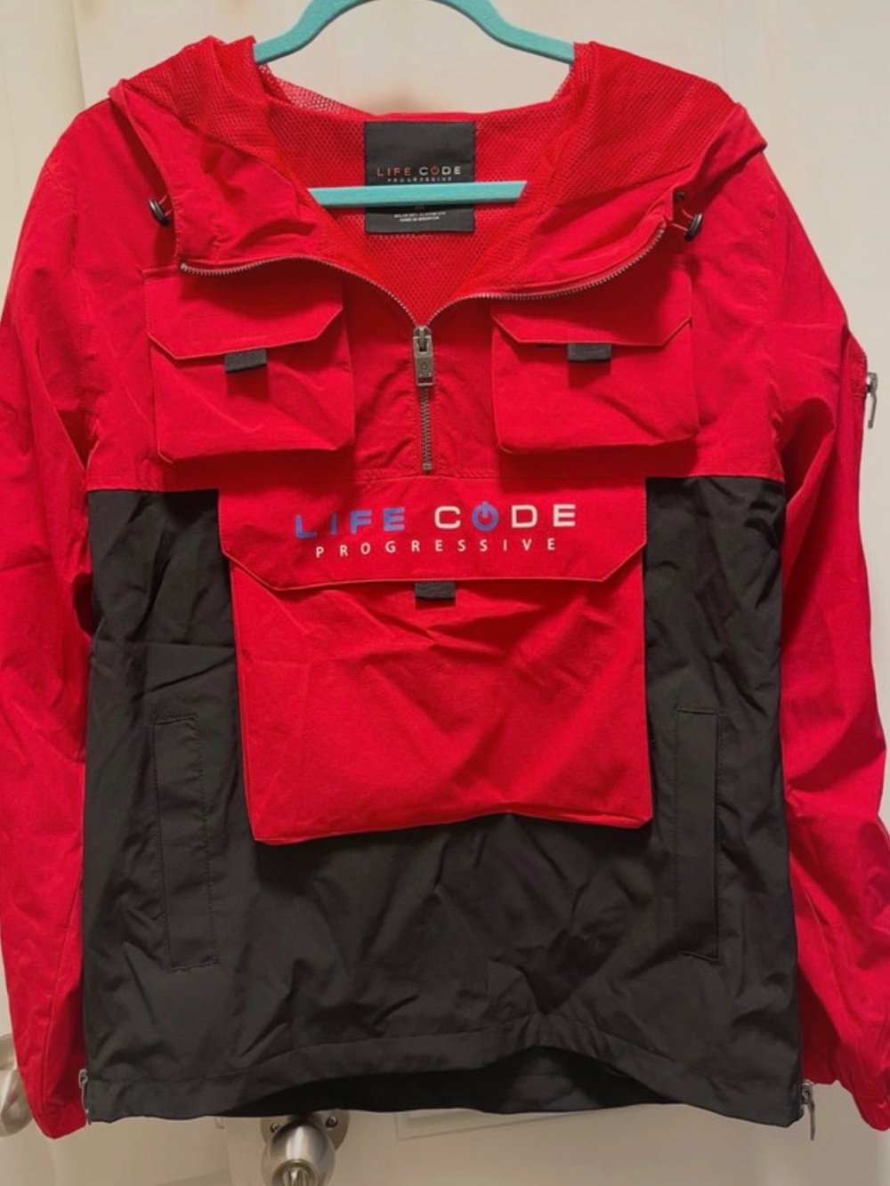 Life Code Progressive Men's Red and Black Windbreaker